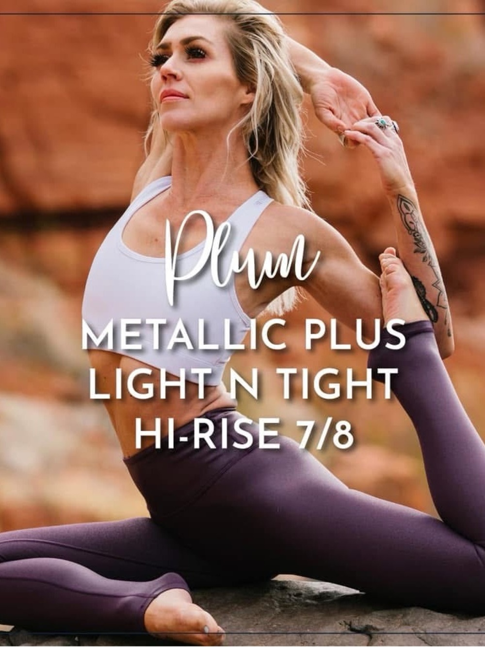 ZYIA Women’s Plum Metallic Plus Light n Tight Hi-Rise 7/8 Leggings Size 6-8